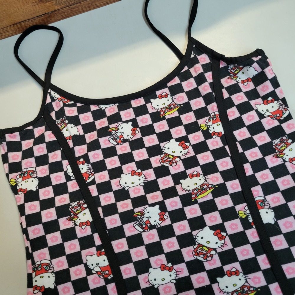 NGOrder Sanrio Hello Kitty Pink Black Checkered Mini Dress Size US 4 UK 8